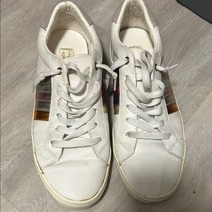 Vintage Havana White rainbow Sneakers with Colorful metallic Stripes